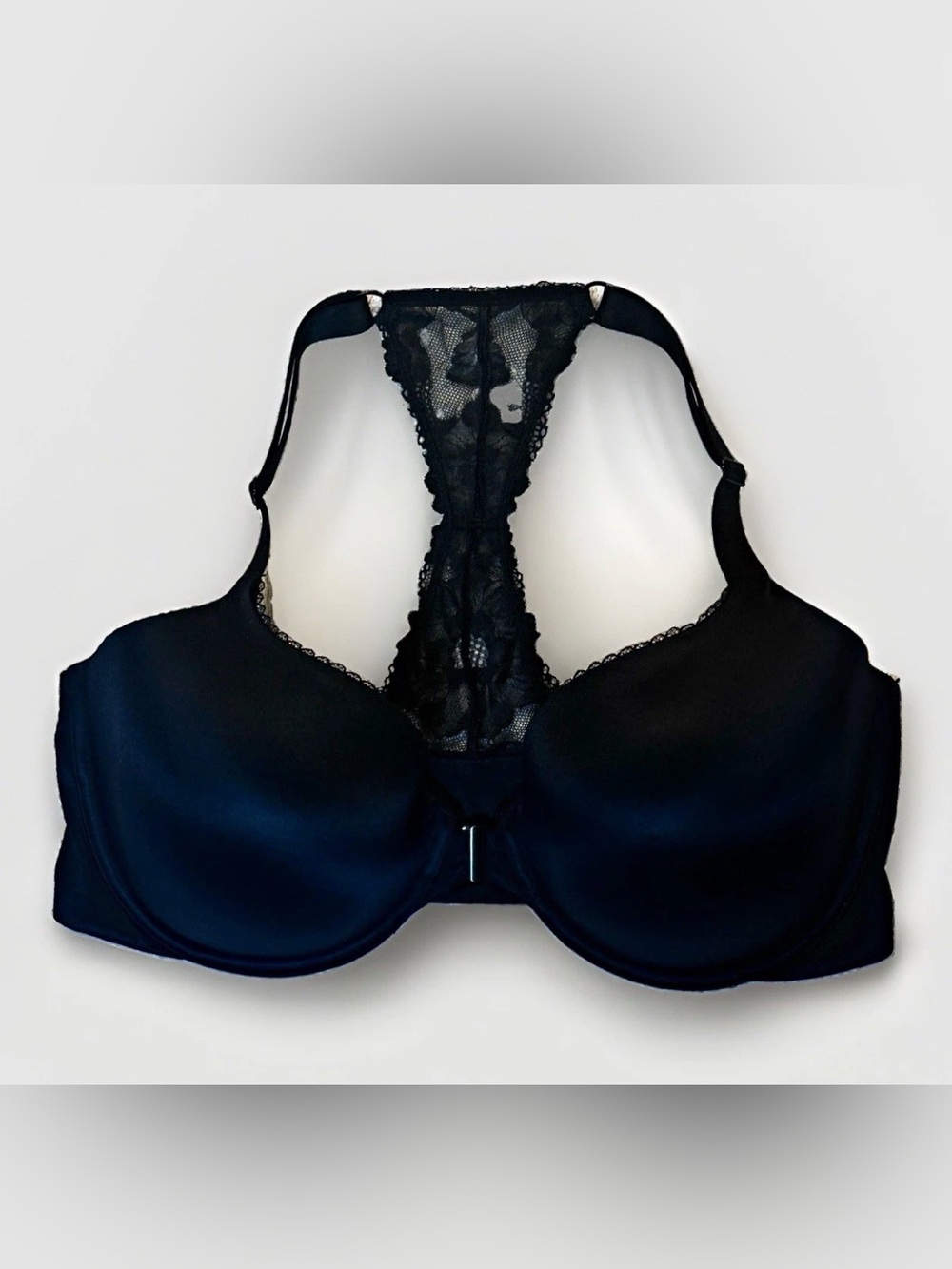 Victoria's Secret Incredible Bra 38DDD Black Front Close Lace Racerback Push Up